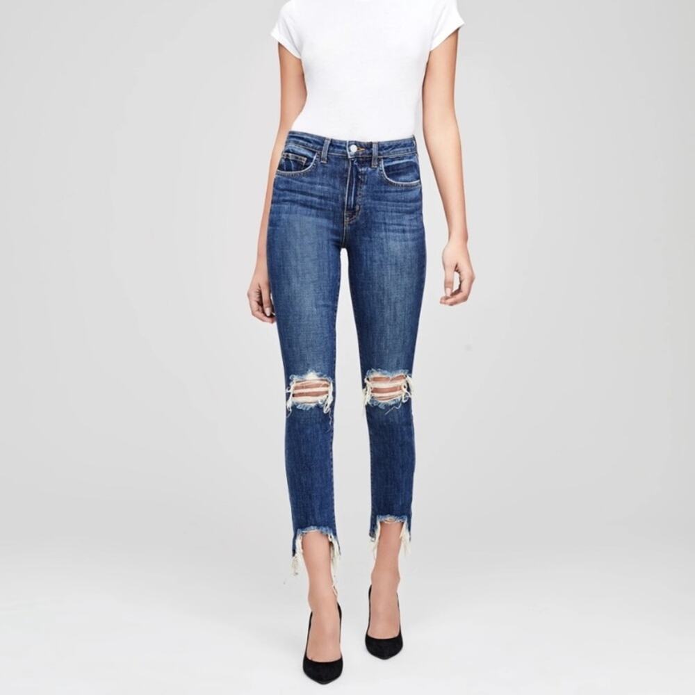 L'AGENCE High Line Distressed Ripped Hem Jeans‎ 28